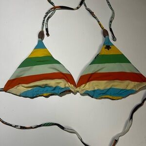Colorful Striped / flower Bikini Top reversible